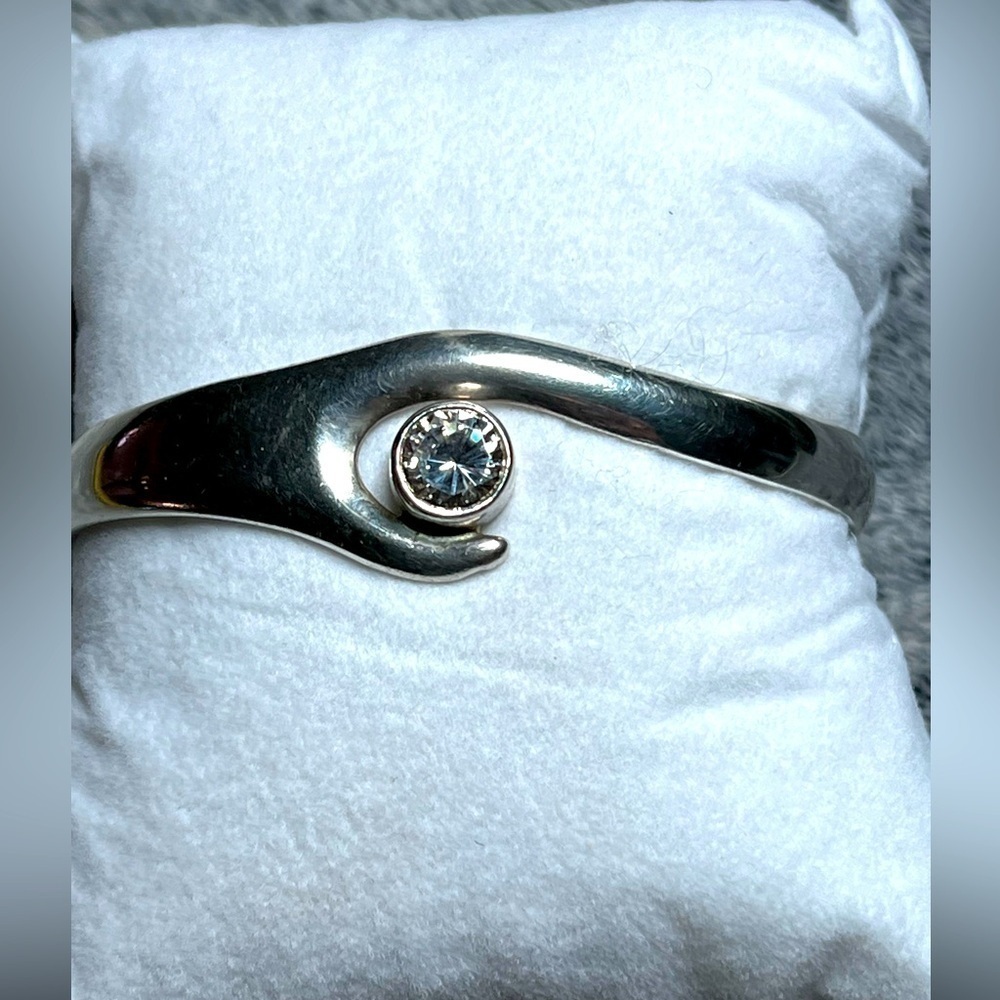 Alicia de la Paz 950 Silver Cuff Bracelet Cubic Zirconia